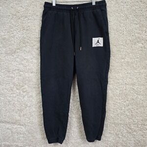 Jordan Sweatpants Mens L Black Jumpman Flight Patch 100% Cotton Jogger Pants